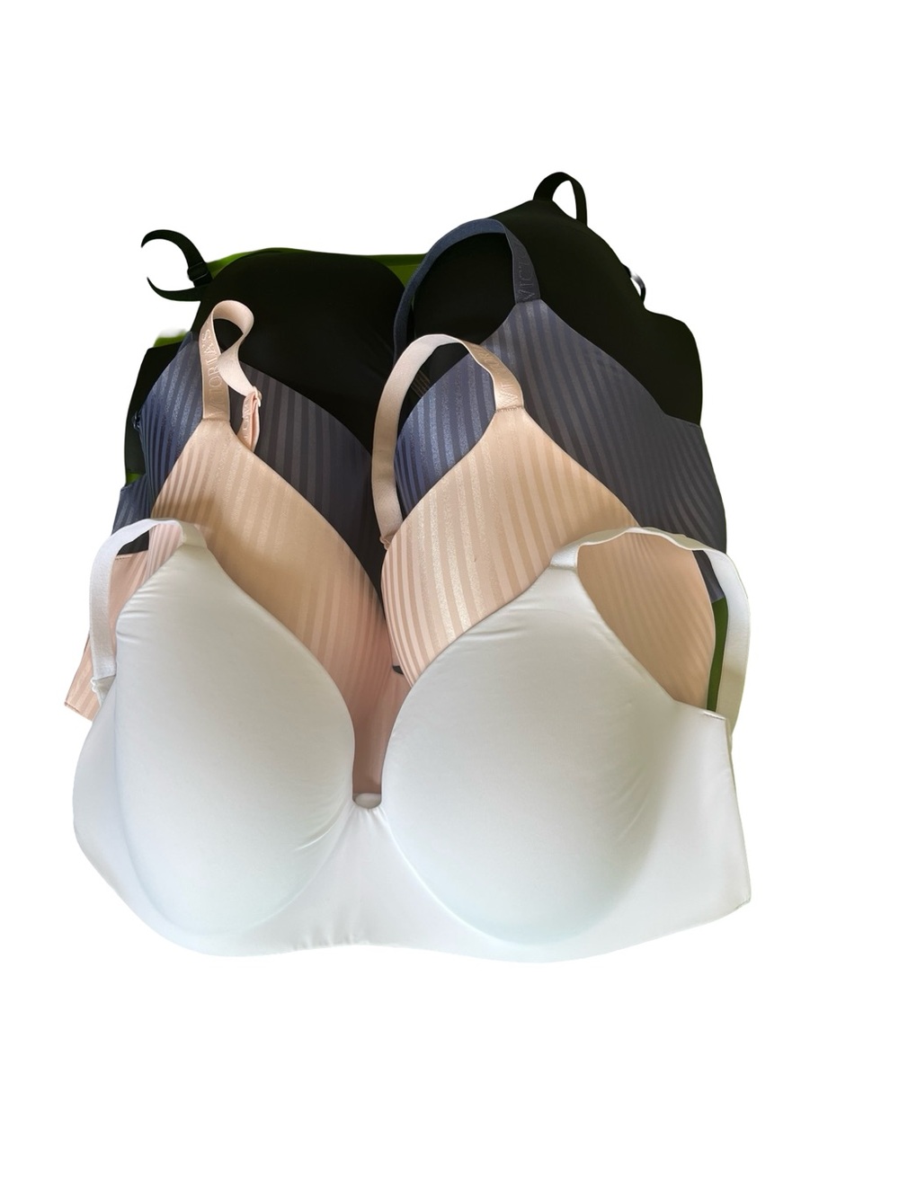 4 Victoria's Secret Bras T-shirt Lightly Lined Wireless Solid Stripes Size 38DD